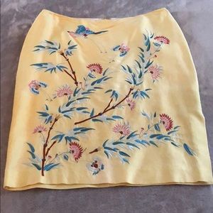 Ralph Lauren Black Label Silk Embroidered Skirt